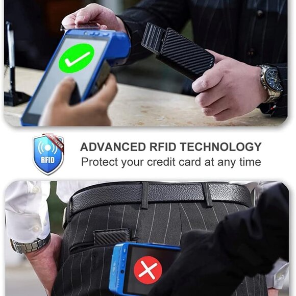 AirTag Smart Mens Wallet, Slim Minimalist Wallet with RFID Blocking Carbon Fiber - Picture 8 of 8